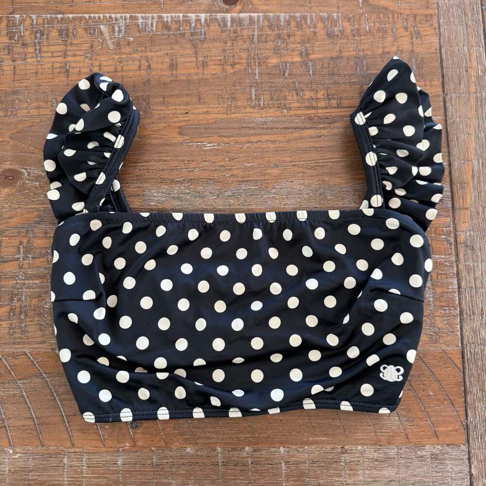 Albion Fit Black Polka Dot Bella Crop Swim Top